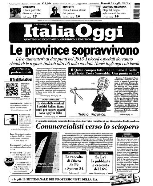 Italia oggi : quotidiano di economia finanza e politica